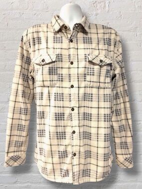 Jack O’Neill Fleece Lined Flannel Shirt Jacket Mens L Plaid Button Up Shacket